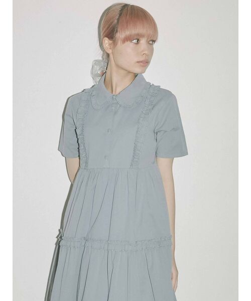 merry jenny（メリージェニー）の「フリルテイアードシャツワンピース（ワンピース・レディース・ブラック/オフホワイト/ブルー・FREE）」の12枚目の写真