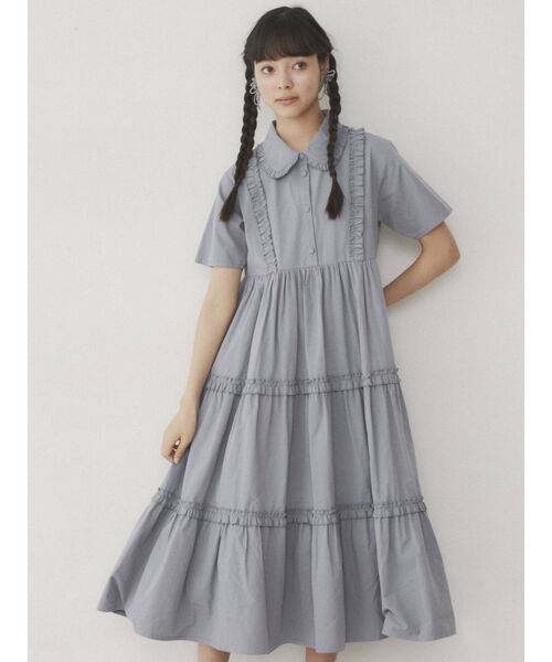 merry jenny（メリージェニー）の「フリルテイアードシャツワンピース（ワンピース・レディース・ブラック/オフホワイト/ブルー・FREE）」の19枚目の写真