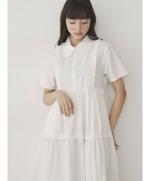 merry jenny（メリージェニー）の「フリルテイアードシャツワンピース（ワンピース・レディース・ブラック/オフホワイト/ブルー・FREE）」の20枚目の写真