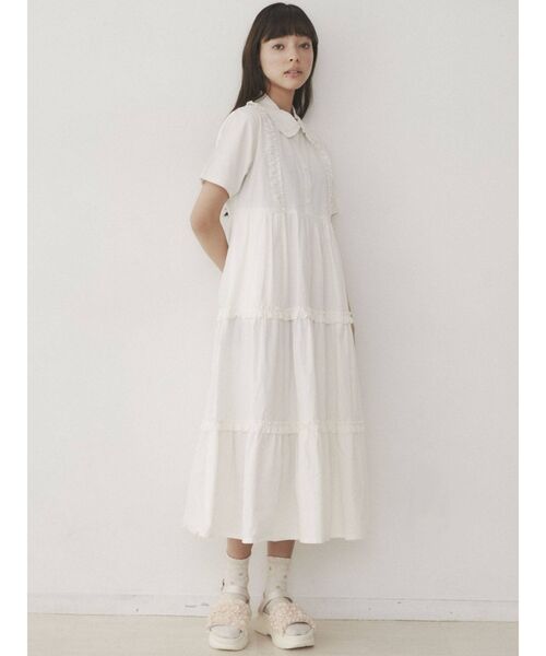 merry jenny（メリージェニー）の「フリルテイアードシャツワンピース（ワンピース・レディース・ブラック/オフホワイト/ブルー・FREE）」の14枚目の写真