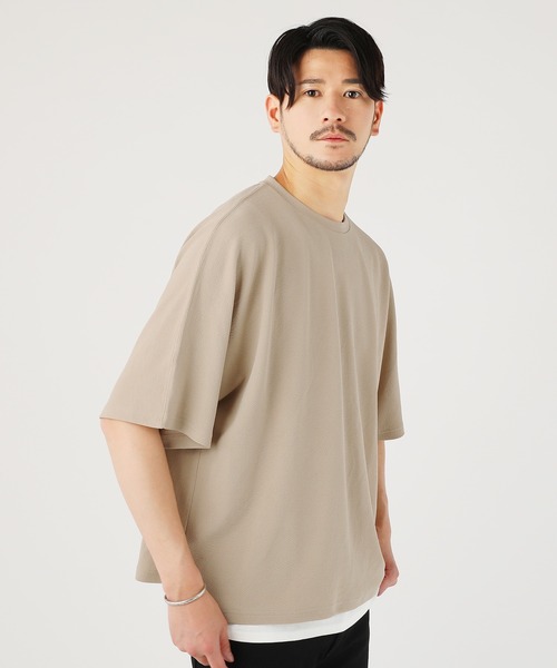 LIL VENDARS(リルヴェンダース)の「抗菌&接触冷感ふくれカット地ドルマン半袖カットソー(Tシャツ/カットソー・メンズ・ブラック/ブルーグレー/ネイビー/ベージュ・M/L/XL)」の1枚目の写真