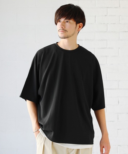LIL VENDARS(リルヴェンダース)の「抗菌&接触冷感ふくれカット地ドルマン半袖カットソー(Tシャツ/カットソー・メンズ・ブラック/ブルーグレー/ネイビー/ベージュ・M/L/XL)」の2枚目の写真