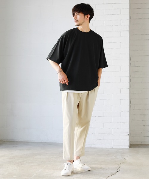 LIL VENDARS(リルヴェンダース)の「抗菌&接触冷感ふくれカット地ドルマン半袖カットソー(Tシャツ/カットソー・メンズ・ブラック/ブルーグレー/ネイビー/ベージュ・M/L/XL)」の5枚目の写真