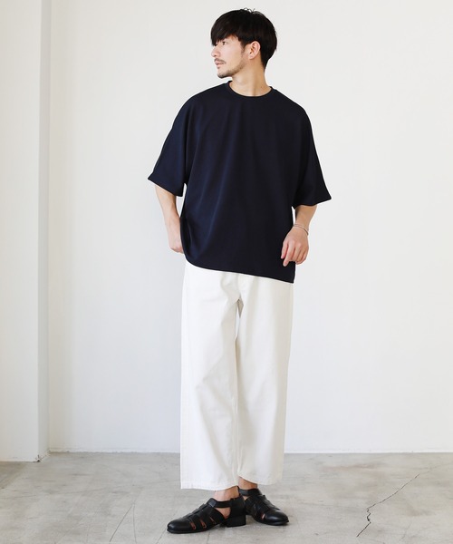 LIL VENDARS(リルヴェンダース)の「抗菌&接触冷感ふくれカット地ドルマン半袖カットソー(Tシャツ/カットソー・メンズ・ブラック/ブルーグレー/ネイビー/ベージュ・M/L/XL)」の9枚目の写真