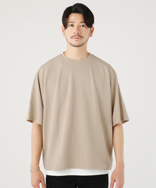 LIL VENDARS(リルヴェンダース)の「抗菌&接触冷感ふくれカット地ドルマン半袖カットソー(Tシャツ/カットソー・メンズ・ブラック/ブルーグレー/ネイビー/ベージュ・M/L/XL)」の6枚目の写真
