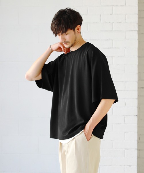 LIL VENDARS(リルヴェンダース)の「抗菌&接触冷感ふくれカット地ドルマン半袖カットソー(Tシャツ/カットソー・メンズ・ブラック/ブルーグレー/ネイビー/ベージュ・M/L/XL)」の12枚目の写真