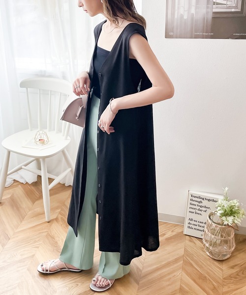 classicalelf（クラシカルエルフ）の「大人のリラックスムード。2wayロングジレ風ワンピース（ワンピース・レディース・ブラック/アイボリー・LARGE/MEDIUM/SMALL/X-LARGE）」の12枚目の写真