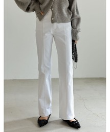 Re:EDIT | [2023S/S COLLECTION][低身長/高身長/大きいサイズ有]センターシームストレッチデニムフレアパンツ(デニムパンツ)