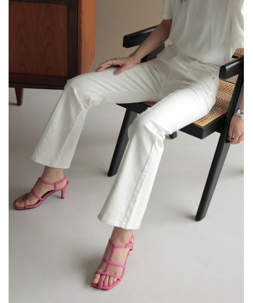 Re:EDIT（リエディ）の「[低身長/高身長/大きいサイズ有]センターシームストレッチデニムフレアパンツ（デニムパンツ・レディース・ホワイト/インディゴブルー/ブルー・SMALL/MEDIUM/LARGE/X-LARGE/TALL/AM/AS）」の12枚目の写真