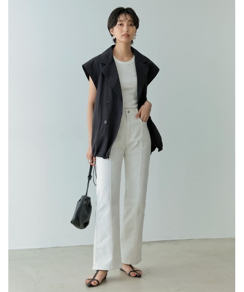 Re:EDIT（リエディ）の「[低身長/高身長/大きいサイズ有]センターシームストレッチデニムフレアパンツ（デニムパンツ・レディース・ホワイト/インディゴブルー/ブルー・SMALL/MEDIUM/LARGE/X-LARGE/TALL/AM/AS）」の8枚目の写真