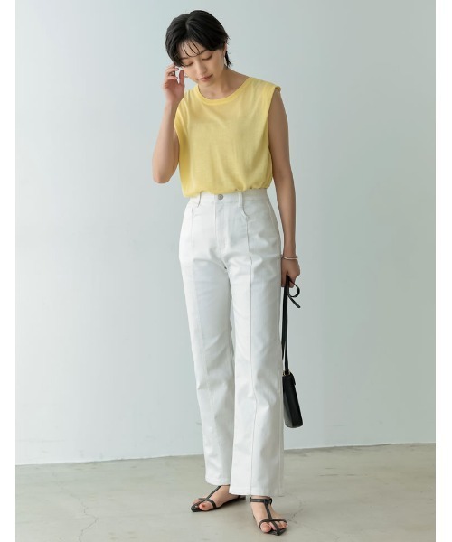 Re:EDIT（リエディ）の「[低身長/高身長/大きいサイズ有]センターシームストレッチデニムフレアパンツ（デニムパンツ・レディース・ホワイト/インディゴブルー/ブルー・SMALL/MEDIUM/LARGE/X-LARGE/TALL/AM/AS）」の6枚目の写真