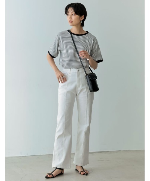 Re:EDIT（リエディ）の「[低身長/高身長/大きいサイズ有]センターシームストレッチデニムフレアパンツ（デニムパンツ・レディース・ホワイト/インディゴブルー/ブルー・SMALL/MEDIUM/LARGE/X-LARGE/TALL/AM/AS）」の9枚目の写真