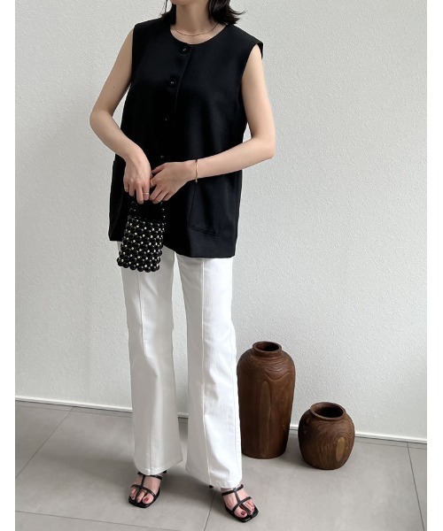 Re:EDIT（リエディ）の「[低身長/高身長/大きいサイズ有]センターシームストレッチデニムフレアパンツ（デニムパンツ・レディース・ホワイト/インディゴブルー/ブルー・SMALL/MEDIUM/LARGE/X-LARGE/TALL/AM/AS）」の13枚目の写真