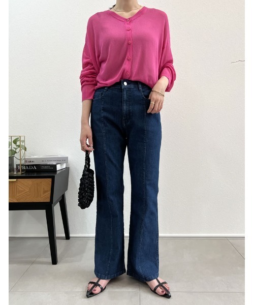 Re:EDIT（リエディ）の「[低身長/高身長/大きいサイズ有]センターシームストレッチデニムフレアパンツ（デニムパンツ・レディース・ホワイト/インディゴブルー/ブルー・SMALL/MEDIUM/LARGE/X-LARGE/TALL/AM/AS）」の22枚目の写真