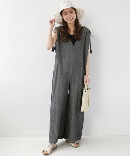 JOURNAL STANDARD relume(ジャーナルスタンダード レリューム)の「《追加》コットンボイルドロストサロペット(サロペット/オーバーオール・レディース・ナチュラル/チャコールグレー・FREE)」の3枚目の写真