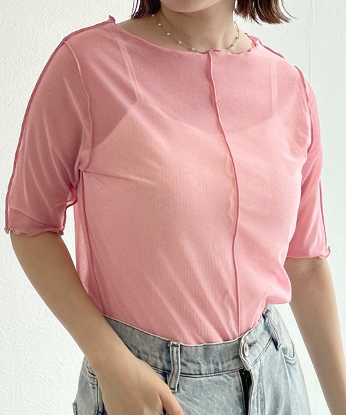 w closet（ダブルクローゼット）の「アウトロックボートネックプルオーバー（その他トップス・レディース・オフホワイト/ブラック/ラベンダー/ピンク・FREE）」の4枚目の写真