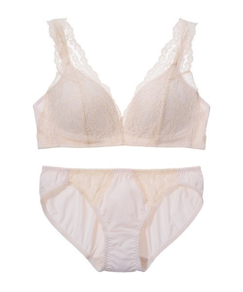 PEACH JOHN（ピーチジョン）の「【一日着けたくなるラクな着心地。繊細レースのノンワイヤーブラ＆ショーツセット】りらこれレーシィノンワイヤーブラセット（ブラ&ショーツ・レディース・ライトグレー/ブラック/パープル/グリーン/ダークラベンダー/オレンジ/ボルドー/カーキ/ネイビー/スモークピンク/アイボリー/ブルーグリーン・BC65/BC70/BC75/DE65/DE70/DE75）」の2枚目の写真