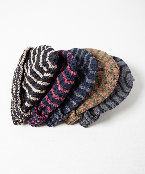 RACAL(ラカル)の「和紙混紡ボーダーニットワッチ / Japanese Paper Blend Knit Watch(ニットキャップ/ビーニー・メンズ・ブラック×ベージュ/グレー系その他/ネイビー系2/ブラウン系その他/ネイビー系1・FREE)」の7枚目の写真