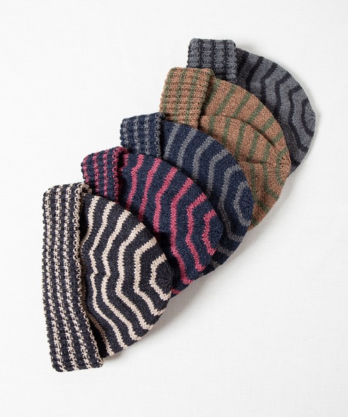 RACAL(ラカル)の「和紙混紡ボーダーニットワッチ / Japanese Paper Blend Knit Watch(ニットキャップ/ビーニー・メンズ・ブラック×ベージュ/グレー系その他/ネイビー系2/ブラウン系その他/ネイビー系1・FREE)」の8枚目の写真