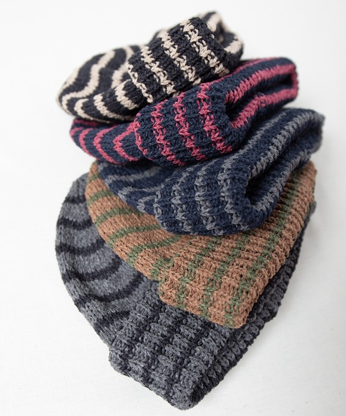 RACAL(ラカル)の「和紙混紡ボーダーニットワッチ / Japanese Paper Blend Knit Watch(ニットキャップ/ビーニー・メンズ・ブラック×ベージュ/グレー系その他/ネイビー系2/ブラウン系その他/ネイビー系1・FREE)」の9枚目の写真