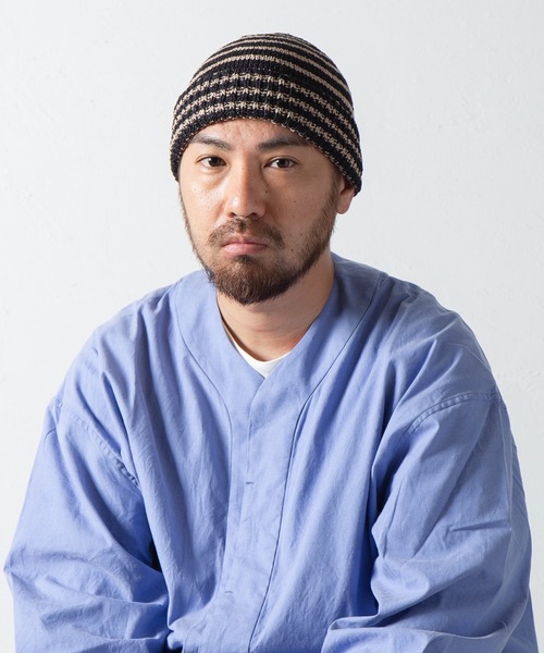 RACAL(ラカル)の「和紙混紡ボーダーニットワッチ / Japanese Paper Blend Knit Watch(ニットキャップ/ビーニー・メンズ・ブラック×ベージュ/グレー系その他/ネイビー系2/ブラウン系その他/ネイビー系1・FREE)」の16枚目の写真