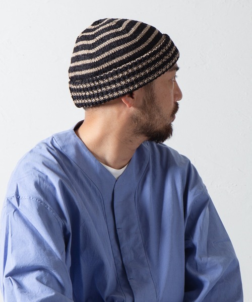 RACAL(ラカル)の「和紙混紡ボーダーニットワッチ / Japanese Paper Blend Knit Watch(ニットキャップ/ビーニー・メンズ・ブラック×ベージュ/グレー系その他/ネイビー系2/ブラウン系その他/ネイビー系1・FREE)」の17枚目の写真