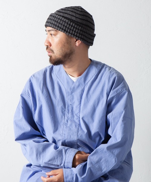 RACAL(ラカル)の「和紙混紡ボーダーニットワッチ / Japanese Paper Blend Knit Watch(ニットキャップ/ビーニー・メンズ・ブラック×ベージュ/グレー系その他/ネイビー系2/ブラウン系その他/ネイビー系1・FREE)」の18枚目の写真