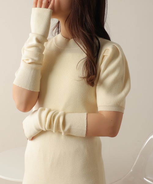 WEGO(ウィゴー)の「WEGO/【2点セット】アームウォーマーニットワンピース(ワンピース・レディース・アイボリー/ブラック・FREE)」の6枚目の写真