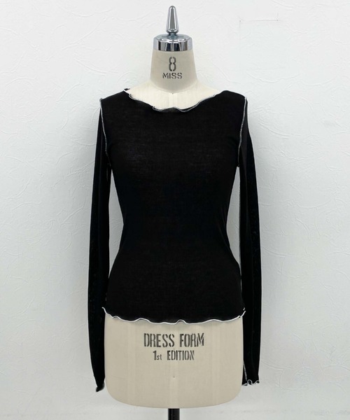 archives(アルシーヴ)の「配色メロータイトTOPS(Tシャツ/カットソー・レディース・オフホワイト/ベージュ/ブラック・MEDIUM)」の2枚目の写真