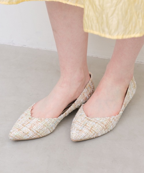 Launa lea（ラウナレア）の「【26春夏新色】サイドカットツイードフラットパンプス(0492,0492A)（パンプス・レディース・ネイビー/ブラック/アイボリー/ローズ/ラベンダー/ライトベージュ/ピンクベージュ/ホワイト系その他/ブラック系その他/シルバー/ホワイト系その他2/グレー系その他/ピンク系その他/ミント/ブルー/ブルー系その他/ライトブルー/レッド/ベージュ系その他/ベージュ系・22.5cm/23.5cm/24.5cm/23.0cm/24.0cm/25.0cm/22.0cm/22.5㎝）」の10枚目の写真