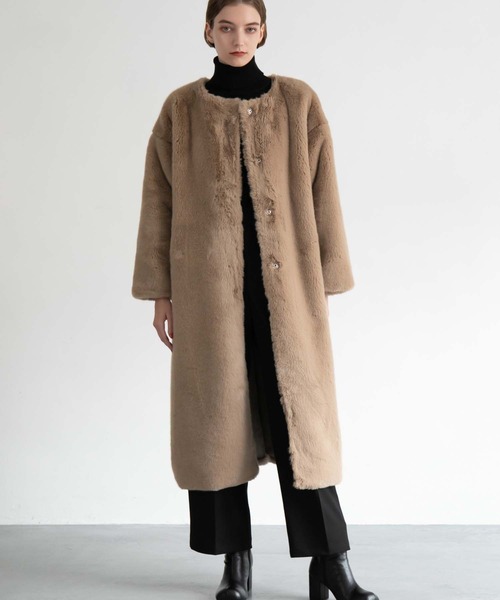 ESUTONIA ブラウンファー ロングコート ブラウン ファーコート ロングコート