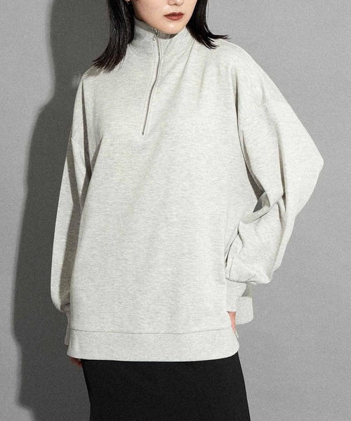 ANAP(アナップ)の「裏毛ハーフジッププルオーバー(スウェット・レディース・ブラック/ホワイト/グレー/モカ・FREE)」の3枚目の写真