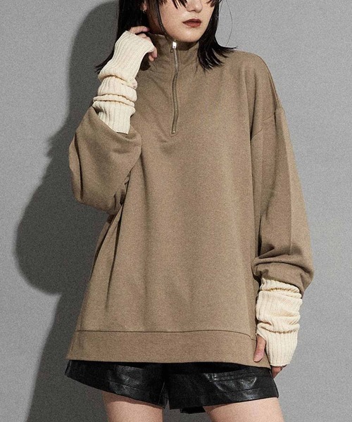 ANAP(アナップ)の「裏毛ハーフジッププルオーバー(スウェット・レディース・ブラック/ホワイト/グレー/モカ・FREE)」の4枚目の写真