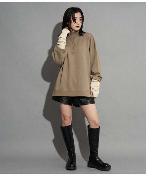 ANAP(アナップ)の「裏毛ハーフジッププルオーバー(スウェット・レディース・ブラック/ホワイト/グレー/モカ・FREE)」の9枚目の写真