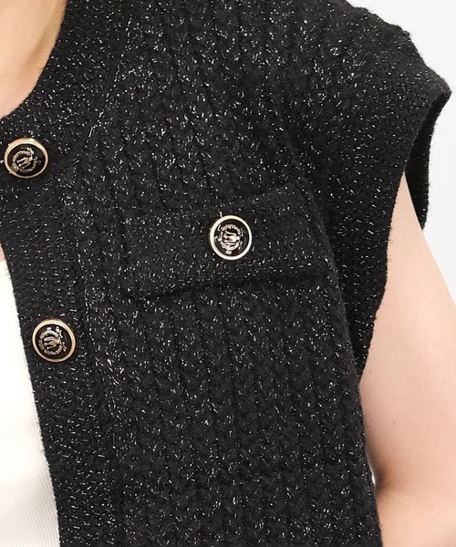 ＡＮＤＪ（アンドジェイ）の「【2022/AW】【ANDJ MADE】ジャガード編みツイードラメニットベスト（ベスト・レディース・ブラック/オフホワイト・M）」の15枚目の写真