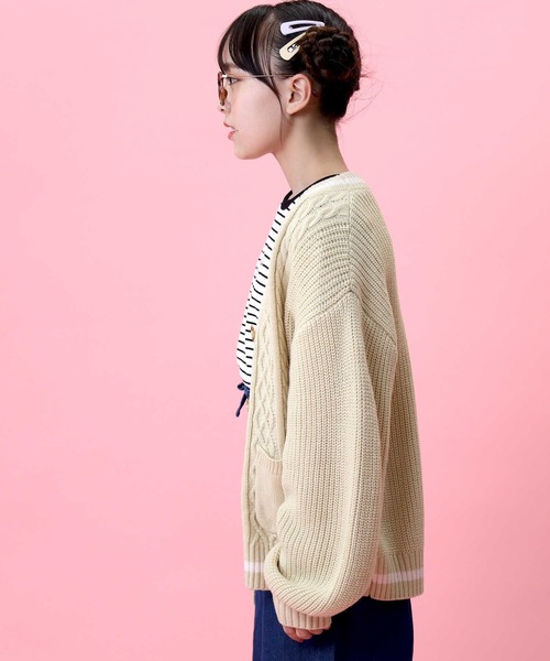 Right-on（ライトオン）の「【VIVIAN BLUE】ニットカーデ（ニット/セーター・キッズ・ベージュ/ライム・130/150/140/120）」の4枚目の写真