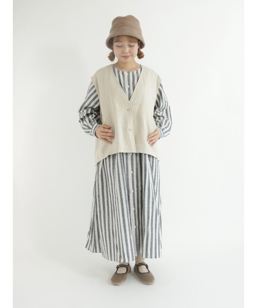 Samansa Mos2(サマンサ モスモス)の「◎Vネックベスト(ベスト・レディース・ベージュ/チャコール/キナリ・フリ-)」の10枚目の写真