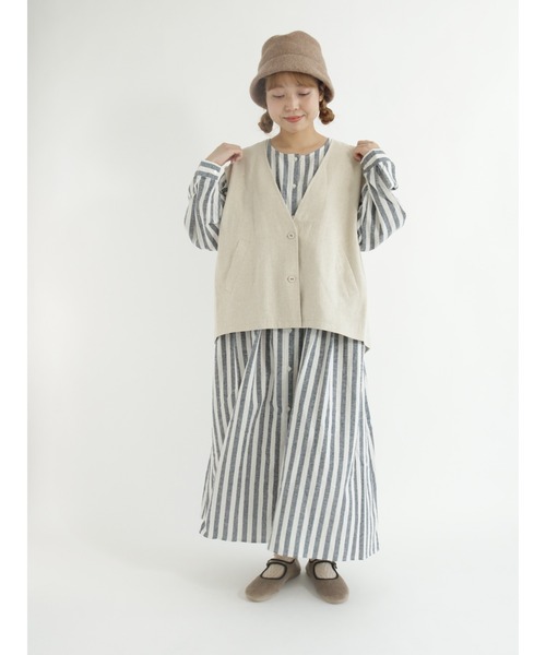 Samansa Mos2(サマンサ モスモス)の「◎Vネックベスト(ベスト・レディース・ベージュ/チャコール/キナリ・フリ-)」の12枚目の写真