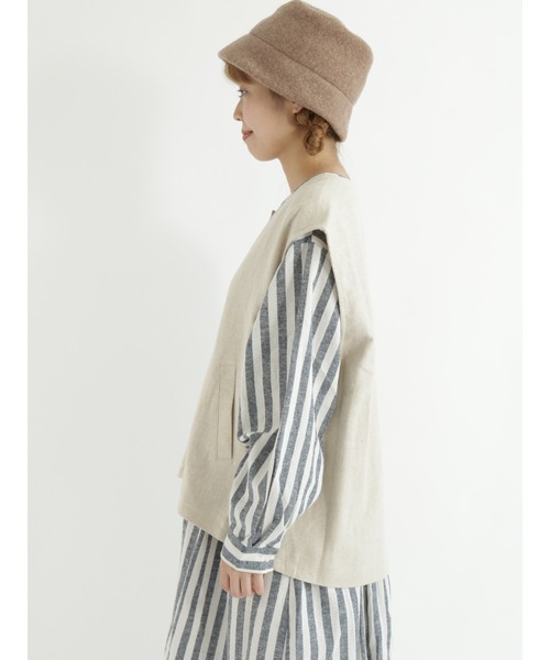 Samansa Mos2(サマンサ モスモス)の「◎Vネックベスト(ベスト・レディース・ベージュ/チャコール/キナリ・フリ-)」の14枚目の写真