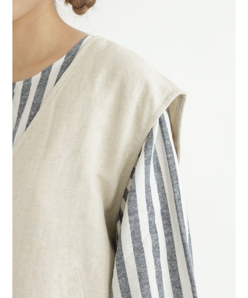 Samansa Mos2(サマンサ モスモス)の「◎Vネックベスト(ベスト・レディース・ベージュ/チャコール/キナリ・フリ-)」の17枚目の写真