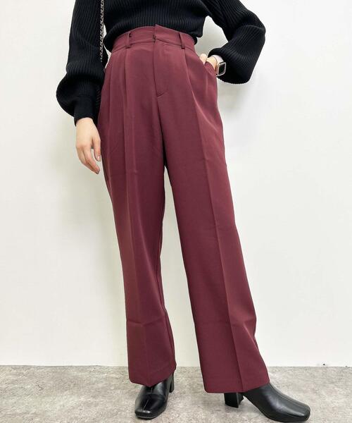 INGNI（イング）の「ハイウエストタックパンツ（スラックス・レディース・ブラウン/ボルドー/モカ/ブラック・FREE）」の4枚目の写真