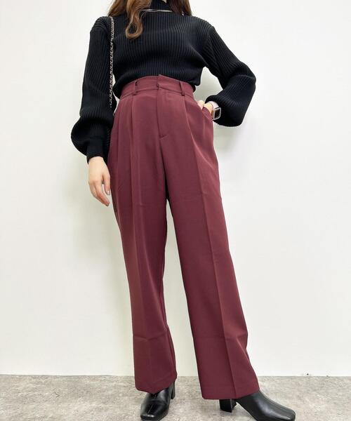 INGNI（イング）の「ハイウエストタックパンツ（スラックス・レディース・ブラウン/ボルドー/モカ/ブラック・FREE）」の12枚目の写真