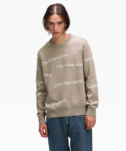 Calvin Klein（カルバン・クライン）の「インスティテューショナル オールオーバーセーター（ニット/セーター・メンズ・ブラック/ベージュ・L/M/S/XL）」の2枚目の写真