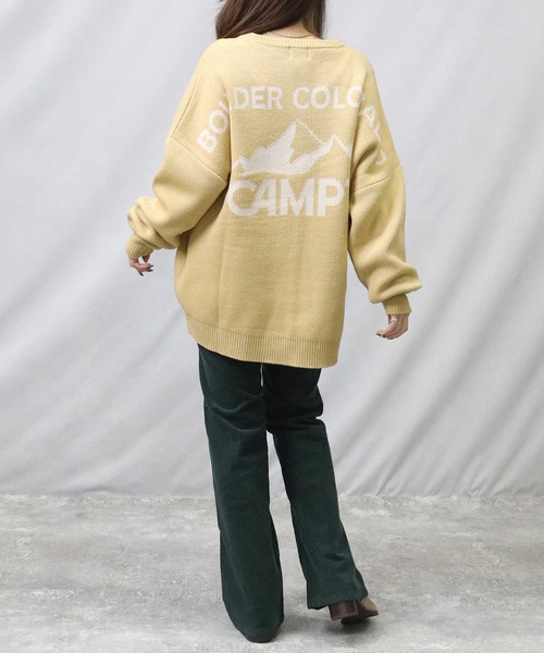 CAMP7（キャンプセブン）の「【CAMP7】マウンテンロゴニット（ニット/セーター・レディース・グリーン/オフホワイト/ベージュ・M/L）」の5枚目の写真