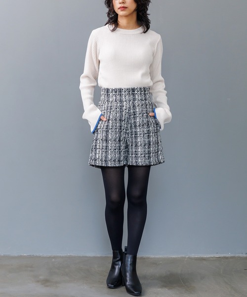 mili an deni(ミリアンデニ)の「ミックスツィードショートパンツ(その他パンツ・レディース・ブラック/チャコールグレー/ライトグレー/レッド/ブラウン/ブラック系その他・M)」の16枚目の写真