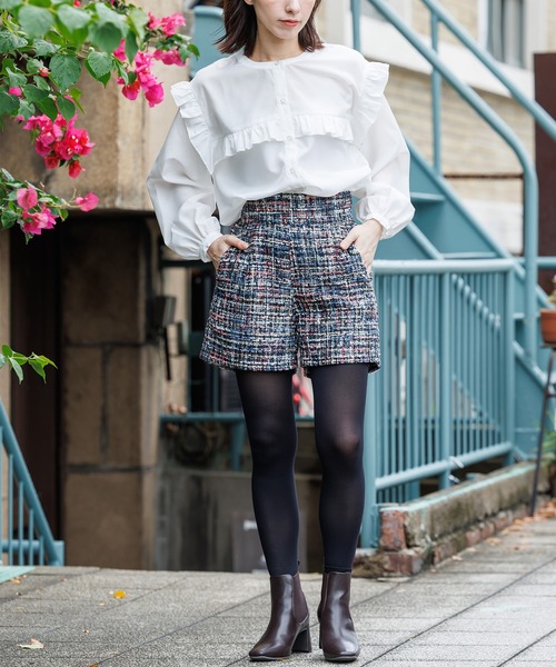 mili an deni(ミリアンデニ)の「ミックスツィードショートパンツ(その他パンツ・レディース・ブラック/チャコールグレー/ライトグレー/レッド/ブラウン/ブラック系その他・M)」の14枚目の写真