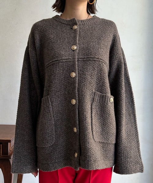 DouDou（ドゥドゥ）の「【WEB限定】メランジニットジャケット（ノーカラージャケット・レディース・ブラック/モカ・FREE）」の21枚目の写真