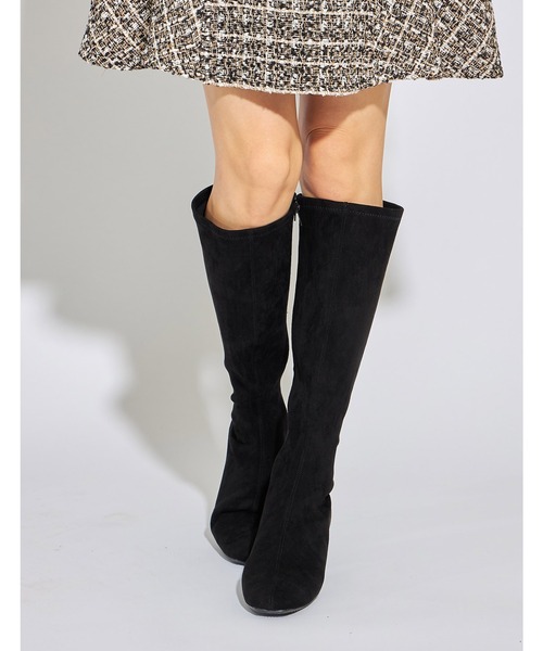 tocco closet（トッコ　クローゼット）の「ストレッチフェイクレザー太ヒールロングブーツ（ブーツ・レディース・ブラック/ダークブラック/ダークブラウン・M/L/S/LL）」の13枚目の写真