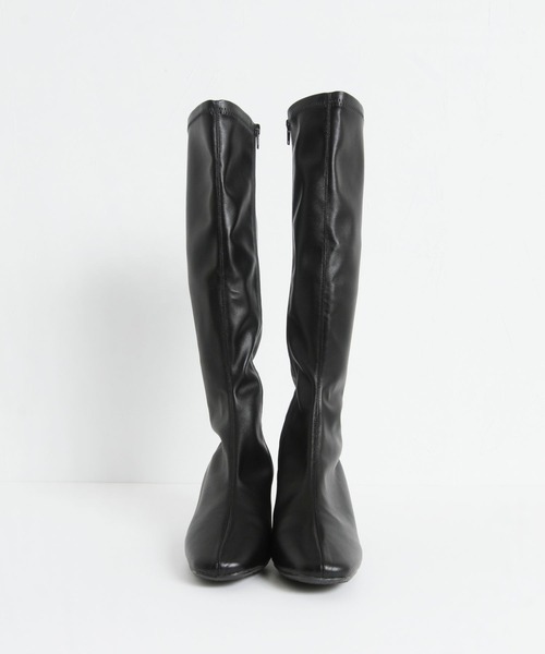 tocco closet（トッコ　クローゼット）の「ストレッチフェイクレザー太ヒールロングブーツ（ブーツ・レディース・ブラック/ダークブラック/ダークブラウン・M/L/S/LL）」の21枚目の写真