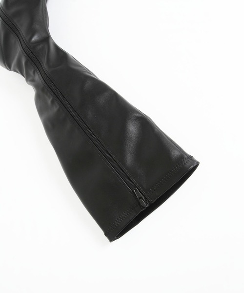 tocco closet（トッコ　クローゼット）の「ストレッチフェイクレザー太ヒールロングブーツ（ブーツ・レディース・ブラック/ダークブラック/ダークブラウン・M/L/S/LL）」の17枚目の写真